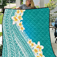 Tahiti Plumeria Tribal Pattern Quilt Wave Style Turquoise LT05 Turquoise - Polynesian Pride