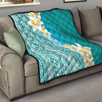 Tahiti Plumeria Tribal Pattern Quilt Wave Style Turquoise LT05 - Polynesian Pride