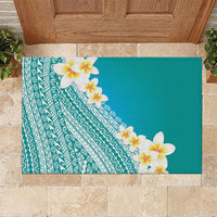 Tahiti Plumeria Tribal Pattern Rubber Doormat Wave Style Turquoise LT05 Turquoise - Polynesian Pride