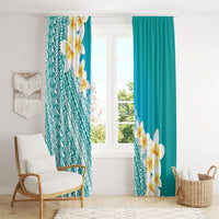 Tahiti Plumeria Tribal Pattern Window Curtain Wave Style Turquoise LT05 - Polynesian Pride