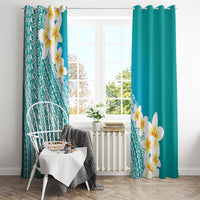 Tahiti Plumeria Tribal Pattern Window Curtain Wave Style Turquoise LT05 - Polynesian Pride