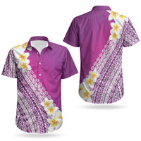 Tahiti Plumeria Tribal Pattern Couples Matching Mermaid Dress and Hawaiian Shirt Wave Style Purple LT05 - Polynesian Pride