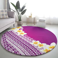 Tahiti Plumeria Tribal Pattern Round Carpet Wave Style Purple LT05 - Polynesian Pride