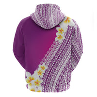 Tahiti Plumeria Tribal Pattern Zip Hoodie Wave Style Purple LT05 - Polynesian Pride