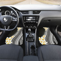 Tahiti Plumeria Tribal Pattern Car Mats Wave Style Black LT05 Set 2pcs - Front Black - Polynesian Pride