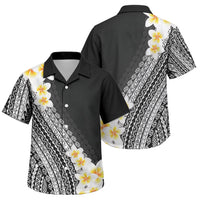 Tahiti Plumeria Tribal Pattern Family Matching Off The Shoulder Long Sleeve Dress and Hawaiian Shirt Wave Style Black LT05 Son's Shirt Black - Polynesian Pride