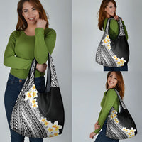 Tahiti Plumeria Tribal Pattern Grocery Bag Wave Style Black LT05 - Polynesian Pride