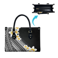 Tahiti Plumeria Tribal Pattern Leather Bag Wave Style Black LT05 - Polynesian Pride