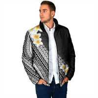 Tahiti Plumeria Tribal Pattern Padded Jacket Wave Style Black LT05 - Polynesian Pride