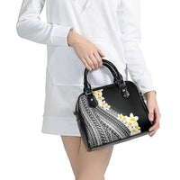 Tahiti Plumeria Tribal Pattern Shoulder Handbag Wave Style Black LT05 - Polynesian Pride