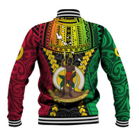 Vanuatu Baseball Jacket Vanuatuan Coat Of Arms Mix Pig Tusk Poynesian Pattern LT05 - Polynesian Pride