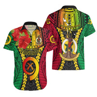 Vanuatu Hawaiian Shirt Vanuatuan Coat Of Arms Mix Pig Tusk Poynesian Pattern LT05 - Polynesian Pride
