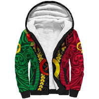 Vanuatu Sherpa Hoodie Vanuatuan Coat Of Arms Mix Pig Tusk Poynesian Pattern LT05 Unisex Reggae - Polynesian Pride