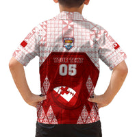 Custom Tonga Rugby Family Matching Off Shoulder Maxi Dress and Hawaiian Shirt 2023 Pacific Championships Kupesi Ngatu Mate Maa LT05 - Polynesian Pride