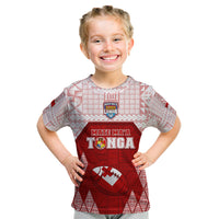 Custom Tonga Rugby Kid T Shirt 2023 Pacific Championships Kupesi Ngatu Mate Maa LT05 Red - Polynesian Pride