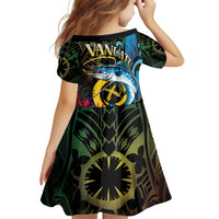 Vanuatu Fishing Family Matching Off Shoulder Short Dress and Hawaiian Shirt It's Time To Fish LT05 - Polynesian Pride