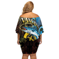 Vanuatu Fishing Family Matching Off Shoulder Short Dress and Hawaiian Shirt It's Time To Fish LT05 - Polynesian Pride