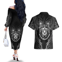 Aotearoa Toitu Te Tiriti Couples Matching Off The Shoulder Long Sleeve Dress and Hawaiian Shirt Ka Mua Ka Muri LT05 - Polynesian Pride