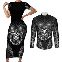 Aotearoa Toitu Te Tiriti Couples Matching Short Sleeve Bodycon Dress and Long Sleeve Button Shirt Ka Mua Ka Muri