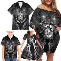 Aotearoa Toitu Te Tiriti Family Matching Off Shoulder Short Dress and Hawaiian Shirt Ka Mua Ka Muri LT05 - Polynesian Pride