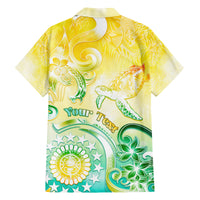 Personalised Cook Islands Kia Orana Family Matching Off Shoulder Long Sleeve Dress and Hawaiian Shirt Polynesian Turtle With Circle Stars LT05 - Polynesian Pride