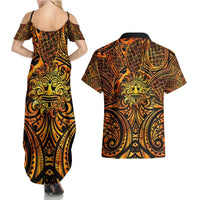 New Zealand Tamanuitera The Sun Couples Matching Summer Maxi Dress and Hawaiian Shirt Maori Pattern LT05 - Polynesian Pride