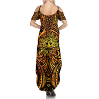 New Zealand Tamanuitera The Sun Family Matching Summer Maxi Dress and Hawaiian Shirt Maori Pattern LT05 - Polynesian Pride