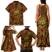 New Zealand Tamanuitera The Sun Family Matching Tank Maxi Dress and Hawaiian Shirt Maori Pattern LT05 - Polynesian Pride
