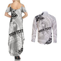 Personalised Polynesia Brain Cancer Couples Matching Summer Maxi Dress and Long Sleeve Button Shirt No One Fights Alone LT05 - Polynesian Pride