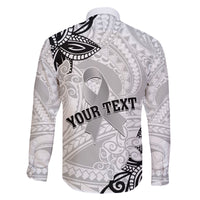 Personalised Polynesia Brain Cancer Family Matching Puletasi and Hawaiian Shirt No One Fights Alone