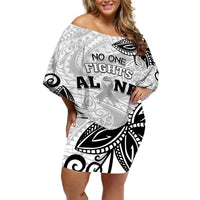 Personalised Polynesia Brain Cancer Off Shoulder Short Dress No One Fights Alone LT05 Women White - Polynesian Pride