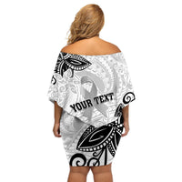 Personalised Polynesia Brain Cancer Off Shoulder Short Dress No One Fights Alone LT05 - Polynesian Pride