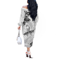 Personalised Polynesia Brain Cancer Off The Shoulder Long Sleeve Dress No One Fights Alone LT05 - Polynesian Pride