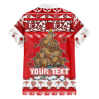 Personalised New Zealand Christmas In July Family Matching Puletasi and Hawaiian Shirt Maori Kiwi Xmas Tree - Red