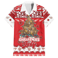 Personalised New Zealand Christmas In July Family Matching Short Sleeve Bodycon Dress and Hawaiian Shirt Maori Kiwi Xmas Tree - Red LT05 Dad's Shirt - Short Sleeve Red - Polynesian Pride