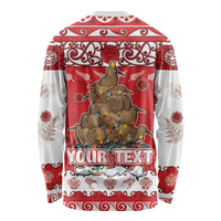Personalised New Zealand Christmas In July Long Sleeve Shirt Maori Kiwi Xmas Tree - Red
