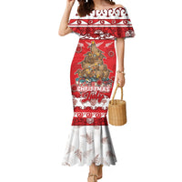Personalised New Zealand Christmas In July Mermaid Dress Maori Kiwi Xmas Tree - Red LT05 Women Red - Polynesian Pride