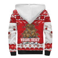 Personalised New Zealand Christmas In July Sherpa Hoodie Maori Kiwi Xmas Tree - Red LT05 - Polynesian Pride