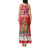 Personalised New Zealand Christmas In July Tank Maxi Dress Maori Kiwi Xmas Tree - Red LT05 - Polynesian Pride