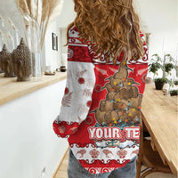 Personalised New Zealand Christmas In July Women Casual Shirt Maori Kiwi Xmas Tree - Red LT05 - Polynesian Pride