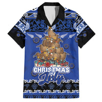 Personalised New Zealand July Christmas Hawaiian Shirt Maori Kiwi Xmas Tree - Blue LT05 Blue - Polynesian Pride