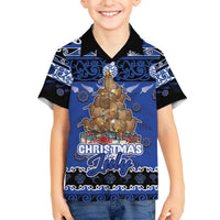 Personalised New Zealand July Christmas Hawaiian Shirt Maori Kiwi Xmas Tree - Blue LT05 - Polynesian Pride
