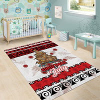 New Zealand July Christmas Area Rug Maori Kiwi Xmas Tree - White