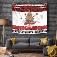 New Zealand July Christmas Tapestry Maori Kiwi Xmas Tree - White