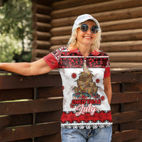 Personalised New Zealand July Christmas Women Polo Shirt Maori Kiwi Xmas Tree - White LT05 - Polynesian Pride