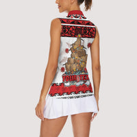 Personalised New Zealand July Christmas Women Sleeveless Polo Shirt Maori Kiwi Xmas Tree - White LT05 - Polynesian Pride