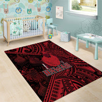 Hawaii King Kamehameha Area Rug With Hawaiian Ipu Motifs Red Version