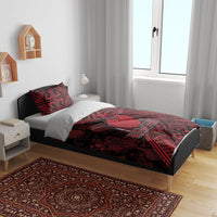 Hawaii King Kamehameha Bedding Set With Hawaiian Ipu Motifs Red Version