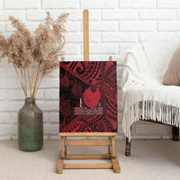 Hawaii King Kamehameha Canvas Wall Art With Hawaiian Ipu Motifs Red Version