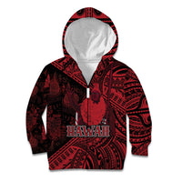 Hawaii King Kamehameha Kid Hoodie With Hawaiian Ipu Motifs Red Version